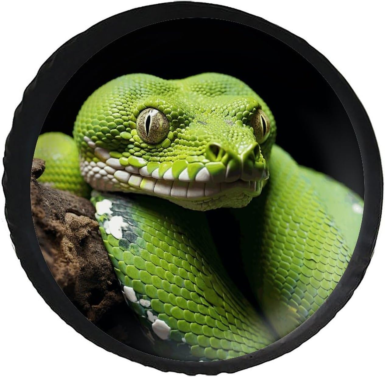 28"-34" Thickening Spare Tire Cover Cute Green Tree Python Waterproof Leather Tire Wheel Cover for Trailer Jeep RV SUV