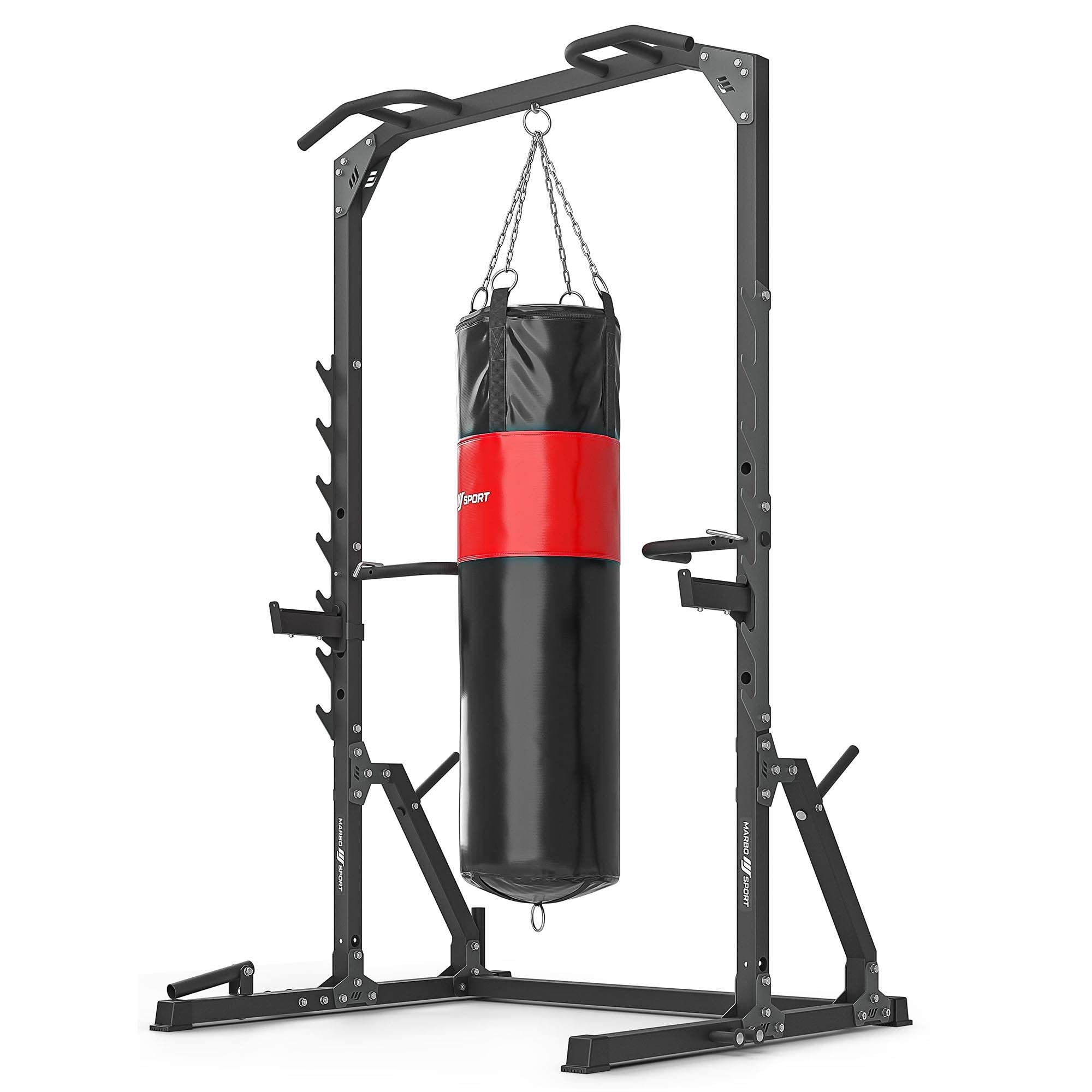 Marbo Sport Media jaula para sentadillas con barra para pull up con rack y estación de dip + conector para minas MS-U115 2.0 | Made in EU