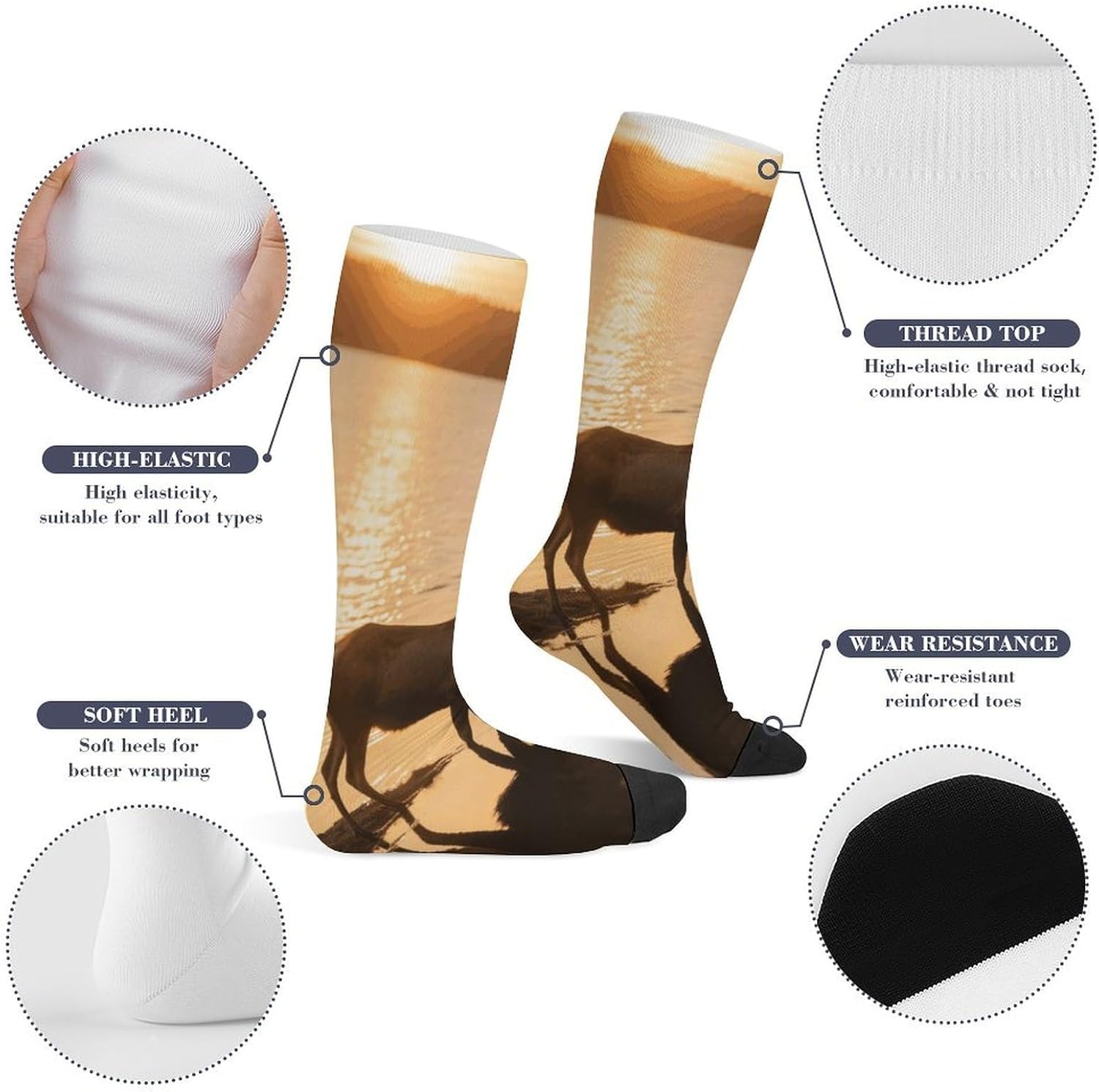 Moose in The River Knee High Soccer Socks Moisture Wicking