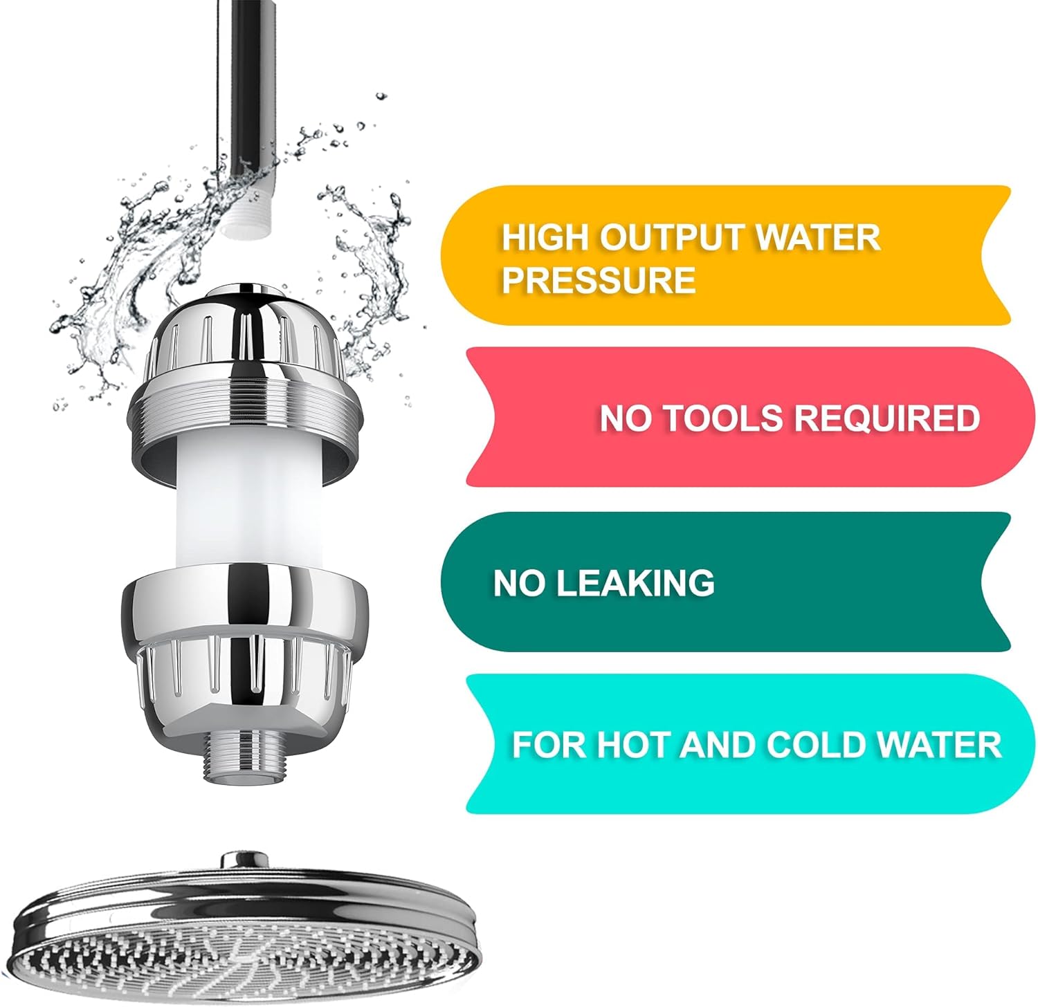 Aqua Earth Luxury Shower Filter Shower Head Set And Replacement Cartridges Mega Pack