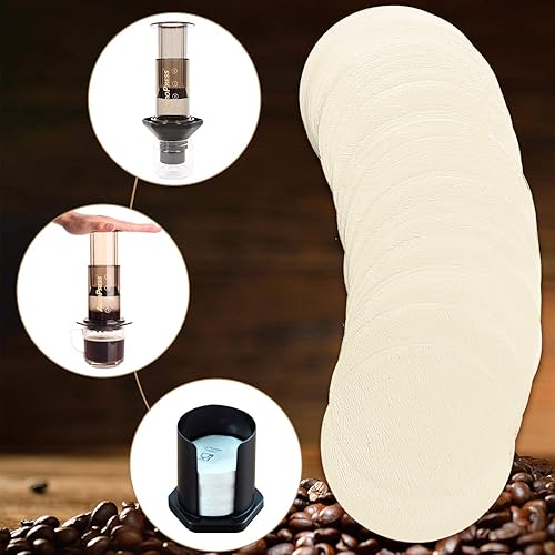 Miniatura 12 de Outus 500 filtros de papel de repuesto compatibles con cafeteras Aeropress, filtros de papel redondos de 2.5 pulgadas, desechables para cafeteras