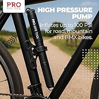 Vista 2 de Pro Bike Tool Mini Bike Pump - Compact and Portable Bicycle Tire Pump for Fast Inflation - Compatible with Presta and Schrader Valves - Lightweight