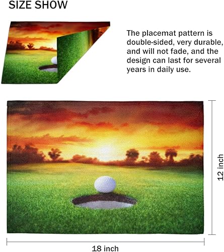 Miniatura 4 de Sports The Golf Theme - Juego de 4 manteles individuales lavables e impermeables para fiestas, hogar, comedor, decoración de mesa de 18 x 12 pulgadas