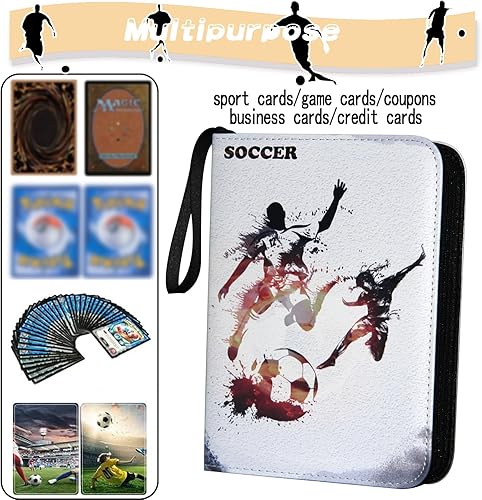 Miniatura 6 de Carpeta de tarjetas de fútbol, carpeta de tarjetas de la Copa del Mundo, 4 bolsillos con 50 fundas extraíbles, se adapta a 400 tarjetas deportivas,