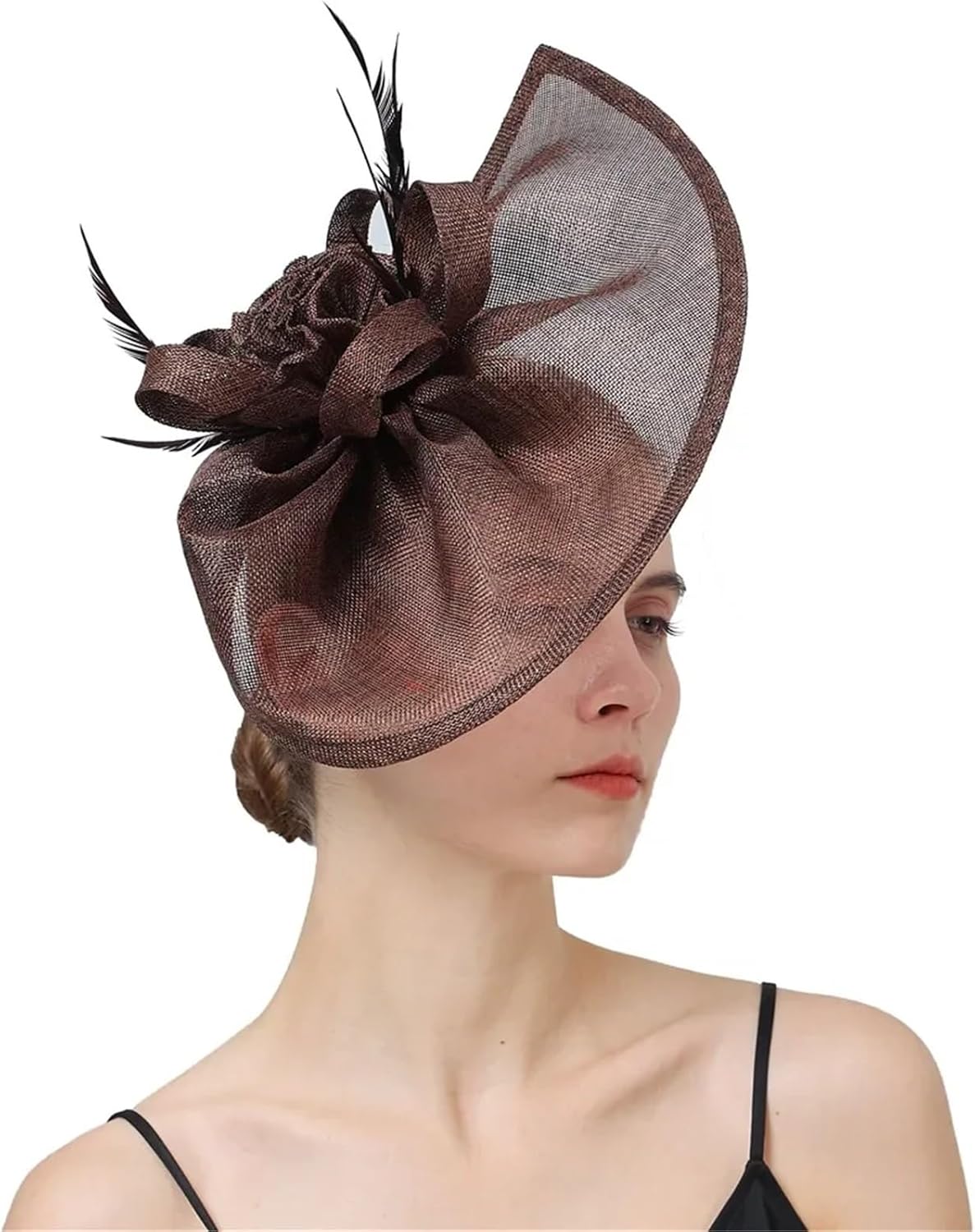 Party Teardrop Sinamay Headwear Feather Millinery Hat Fascinator Pillbox Hat Gril Headband for Girls and Women