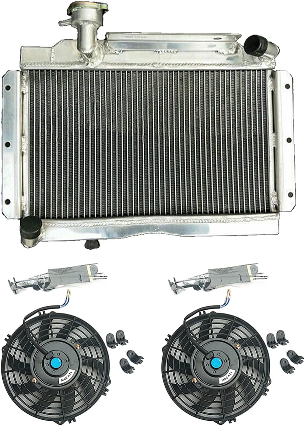 Full Aluminum Radiator + 2x Fans For 1955-1962 MG MGA 1500 1600 1622 DE LUXE 1.5L/1.6L Morris