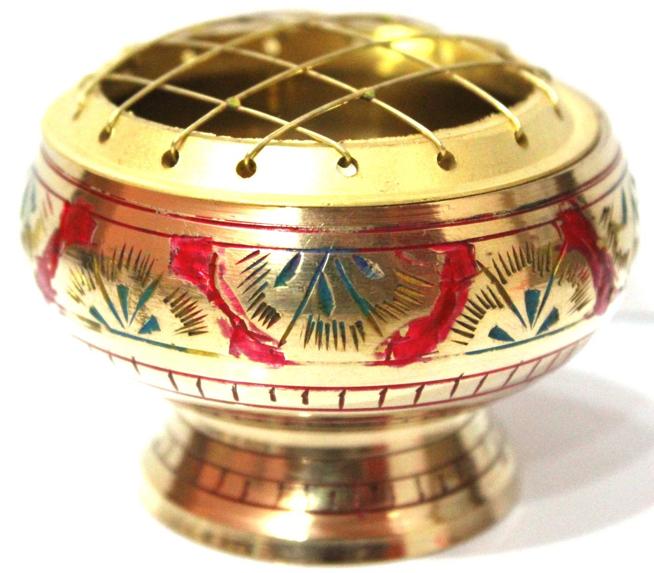 Dev Bhumi Brass Handmade Engraved Design Dhoop Stand (Length and Width 7.0 cm, Height 5.0Cm)