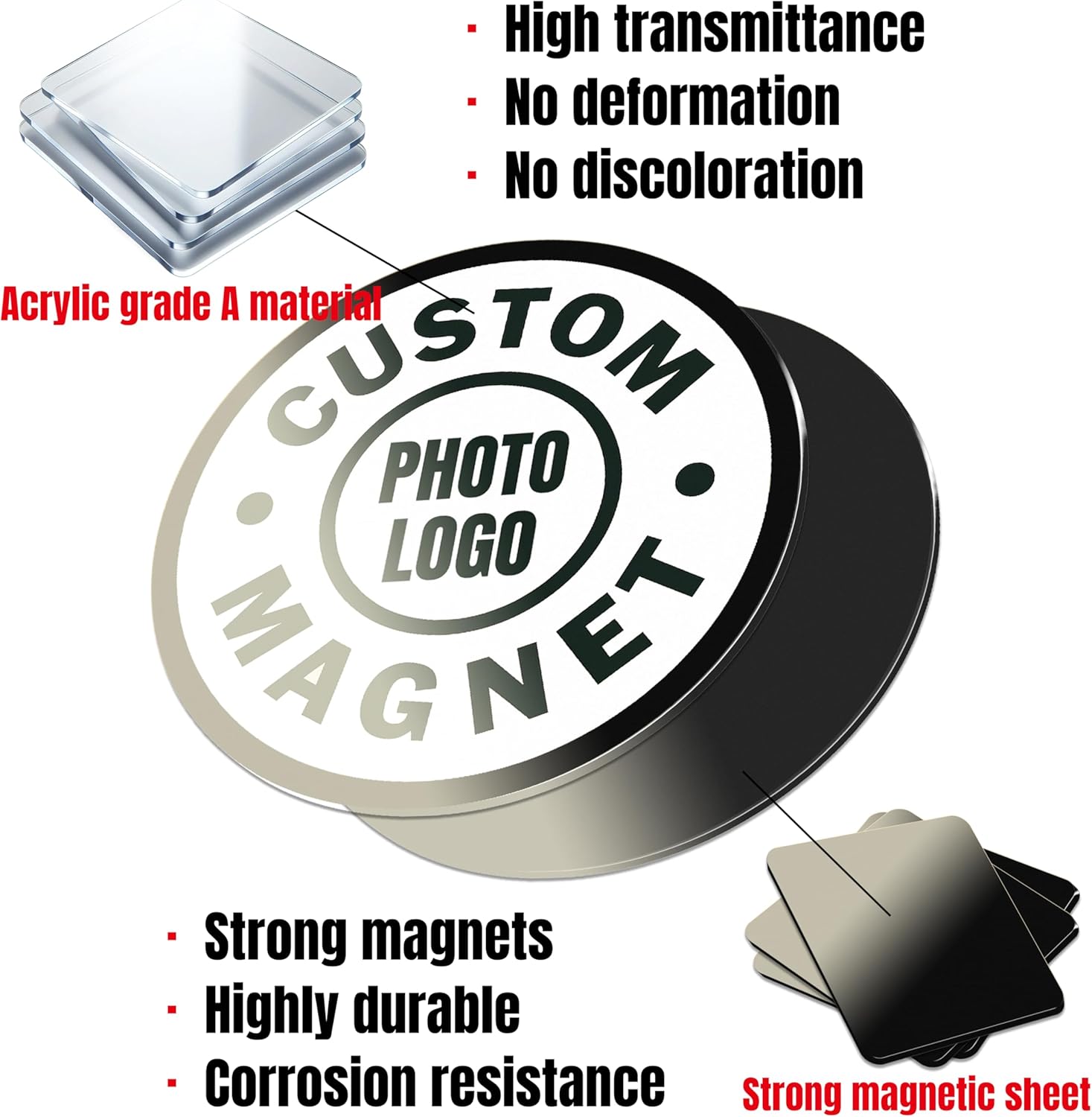 Custom Logo Photo Magnet for Fridge Home Decoration Photo Refrigerator Magnets Office and Kitchen Locker Magnets