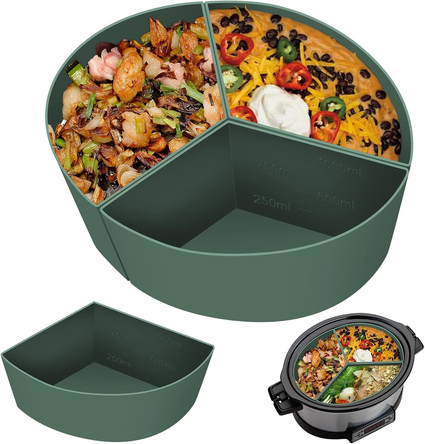 Slow Cooker Liners, Slow Cooker Silicone Liners, for 6 QT Crockpot, Reusable Crock Pot Liners, Easy Clean & Dishwasher Safe Cooking Silicone Liners (Green)