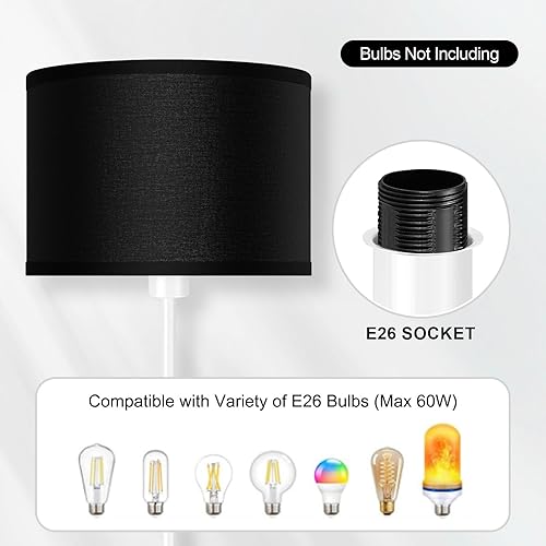 Miniatura 109 de Lámparas de pie doradas para sala de estar, lámpara de pie moderna, pantallas blancas, interruptor de pie, lámparas de poste simple lámpara alta