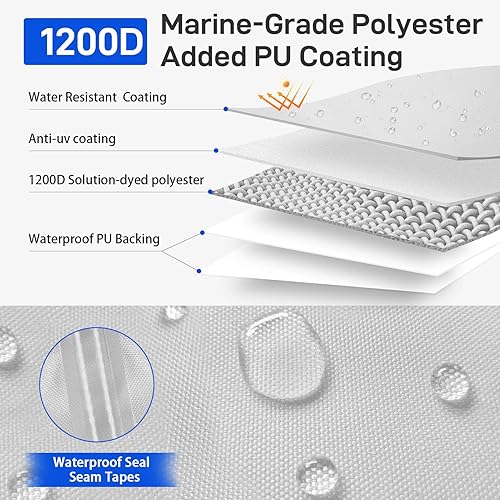 Miniatura 2 de WardWolf Funda para lancha 900D mejorada de 17 a 19 pies para lancha con cubierta de motor fuera de borda y correa resistente al viento, fundas de