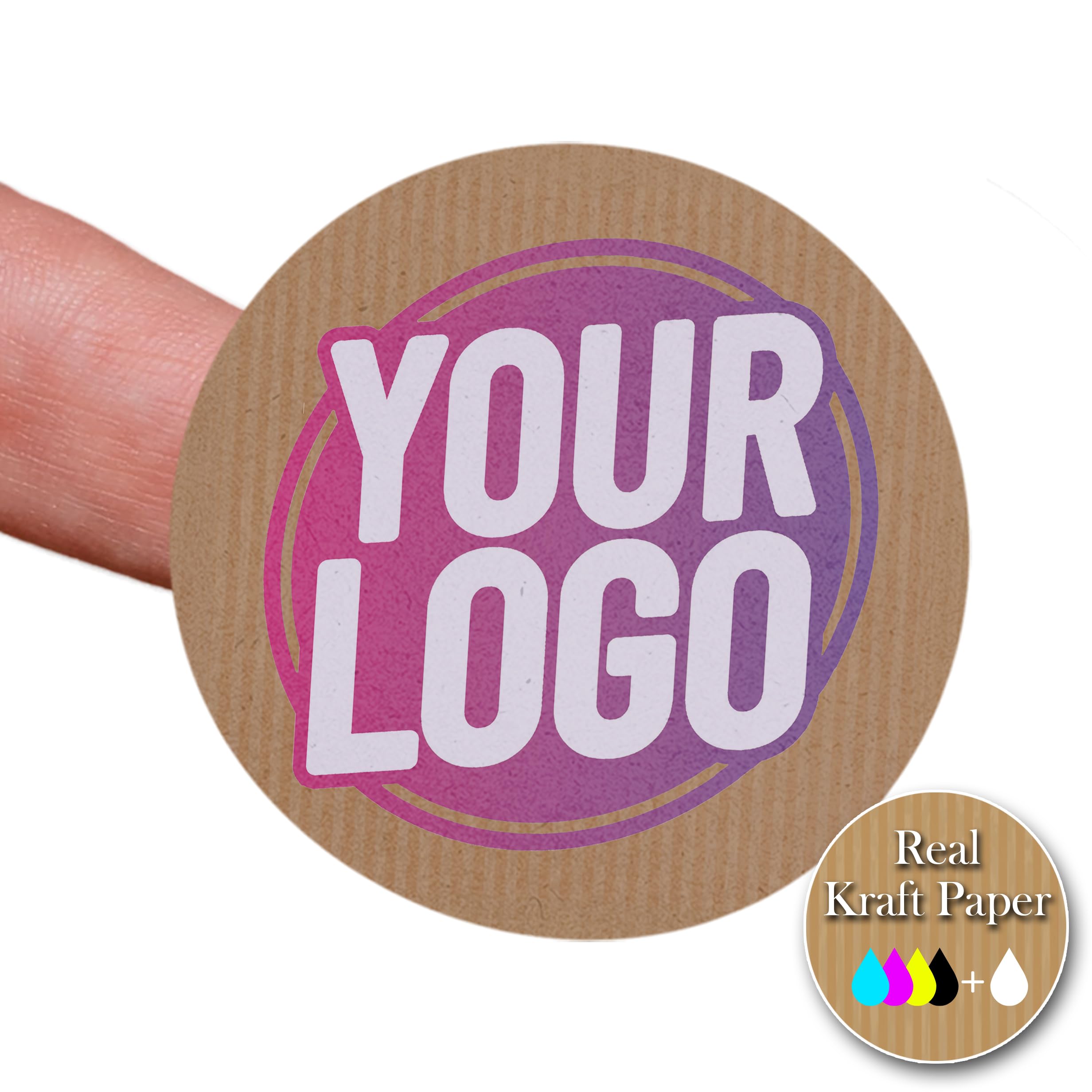 Personalised 45mm Kraft Round Stickers - Custom Business Logo Labels - Circle Label Stickers for Company Branding - Packaging - Thank You Seals (Kraft (Brown), 144 Labels (6 Sheets)) — image 1
