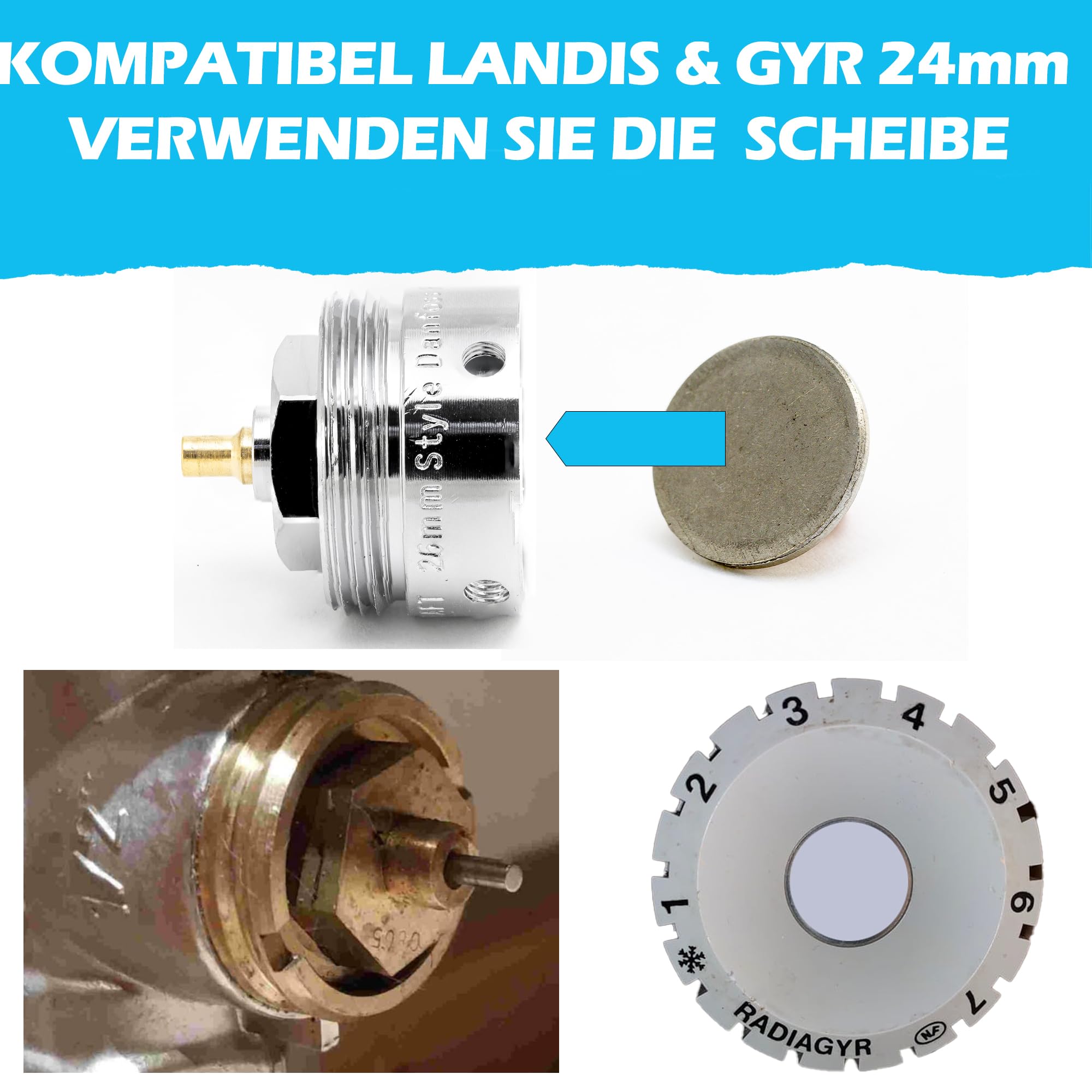 Adapter Danfoss RAV 34 Mm Auf M30x1,5 - Für Heizkörperthermostate, Viele Marken Kompatibel