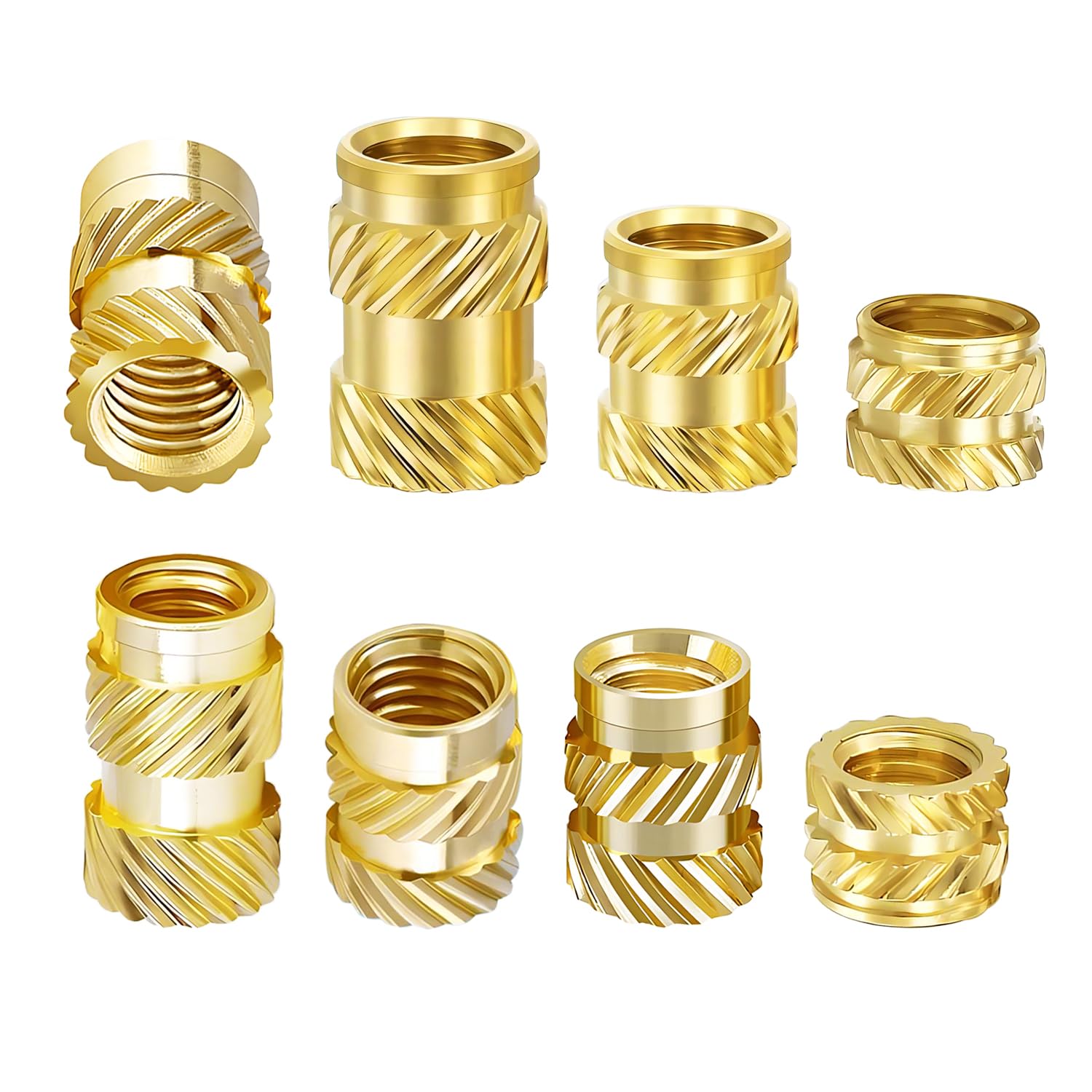 Qrity 100 Pezzi Inserto Filettato, Dadi in Ottone per Stampa 3D, Boccola Filettata, Dadi Filettati Femmina in Ottone Zigrinato, M3 x 5mm x 5mm