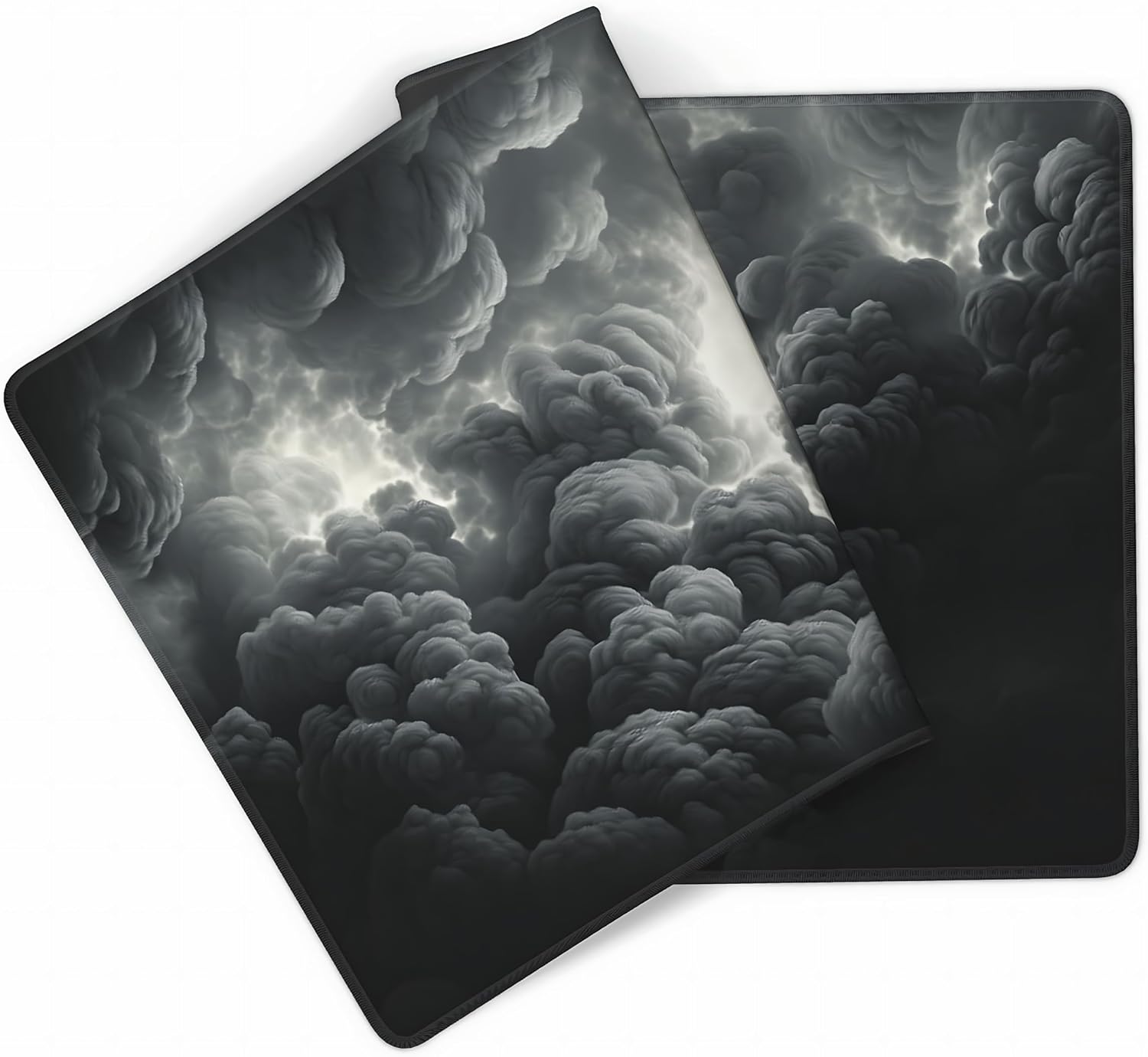 Aesthetic Cloud Gaming Mouse Pad, Grey Dark Epic Desk Mat with Anti-Slip Base & Stitched Edges, Computer Keyboard & Laptop Pad, 35.4" x 15.7" in in Workstation Accessories