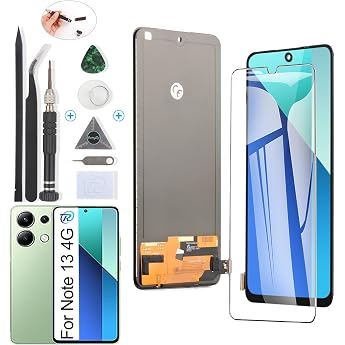 RongZy For Xiaomi Redmi Note 13 4G 23129RAA4G LCD Screen Replacement for Xiaomi Redmi Note 13 4G Touchscreen Digitizer Display with Tools Black