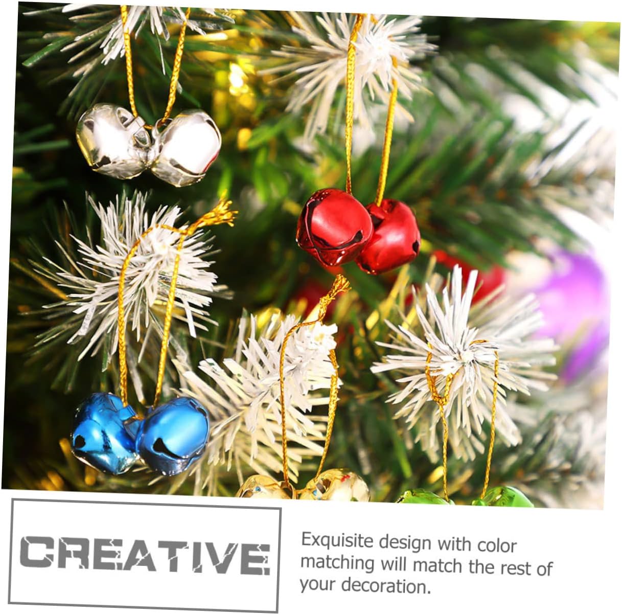 Angoily 60pcs Multi-Function Small Bells Decorative Craft Bells for Christmas Tree and Projects for Festive Decorations and Wrapping