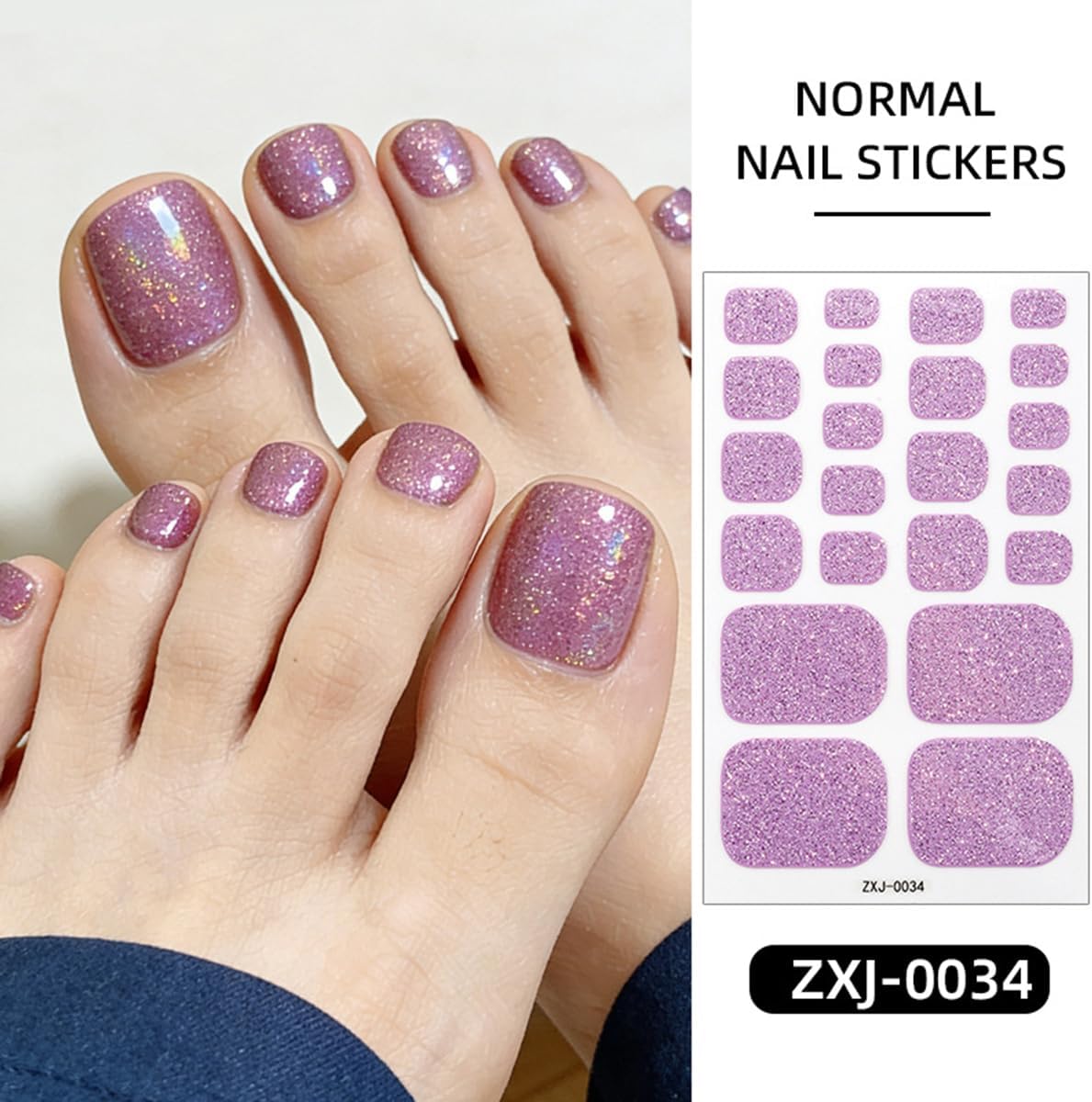 5PCS Toe Full Nail Wraps Gel Nail Stickers Solid Pink Red Purple Glitter Nail Full Wrap Nail Polish Strips 5PCS Rose Red Silver Self-Adhesive Toe Nail Decals for Women DIY Nail Art Decorations