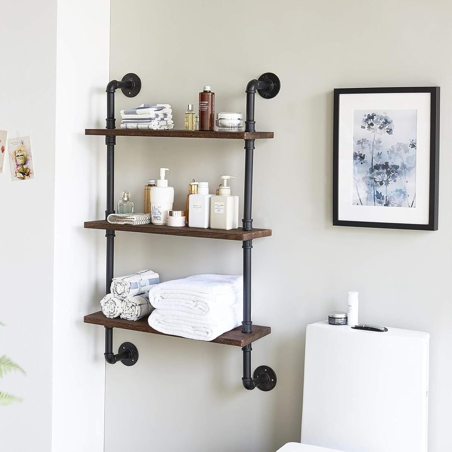 Handcrafted Wooden Ladder Shelf for B and Kitchen Storage Wall Mounted with Pot Rack Plant Stand Wine Holder 60x25x65cm