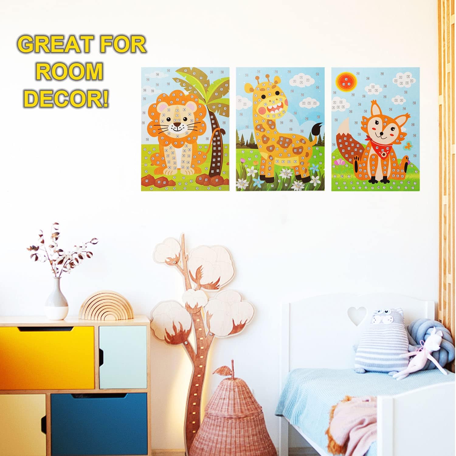 6 PCS - Mosaics Sticker Art Kit for Kids，1260 Pieces Sticky Foam DIY Craft for Boy Girl，Animals Sticker Craft Activities (Age 3+)
