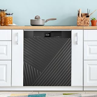 Black Lines Magnetic Covers for Dishwasher & Refrigerator Clean Dirty Covers for Dishwashers Kitchen Appliance Fridge Decor 23 x 26 Inch