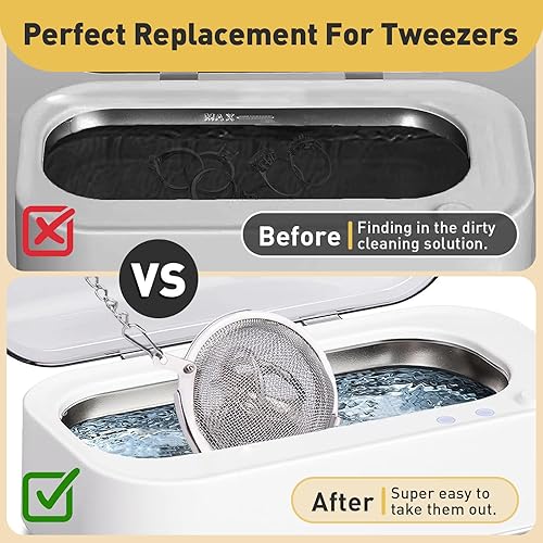 Miniatura 3 de Cesta de limpieza ultrasónica, 2 cestas de acero inoxidable para limpiador ultrasónico de joyas, cesta de limpieza de vapor de joyas, cesta de