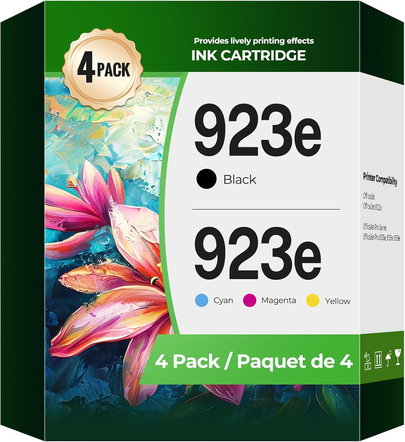 923e 923XL Ink Cartridges OfficeJet Pro 8135e 8139e Compatible with HP 923 e 923 XL Ink Cartridges Combo Pack for OfficeJet Pro 8135 8135e 9139e 8139 e 8138e OfficeJet 8122e 8122 Printer (4 Pack)