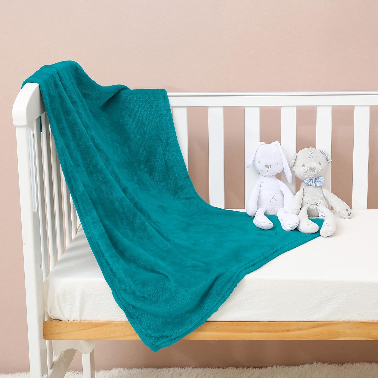 FARFALLAROSSA Soft Fleece Baby Blanket Swaddle Blankets Boys, Girls, Toddler, Kids,Breathable Thermal Warm Comfort, 30” x 40”,Color Blue Green