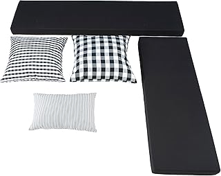 Linon Harris Black 2 Piece Nook Cushion Set with 3 Coordinating Accent P...