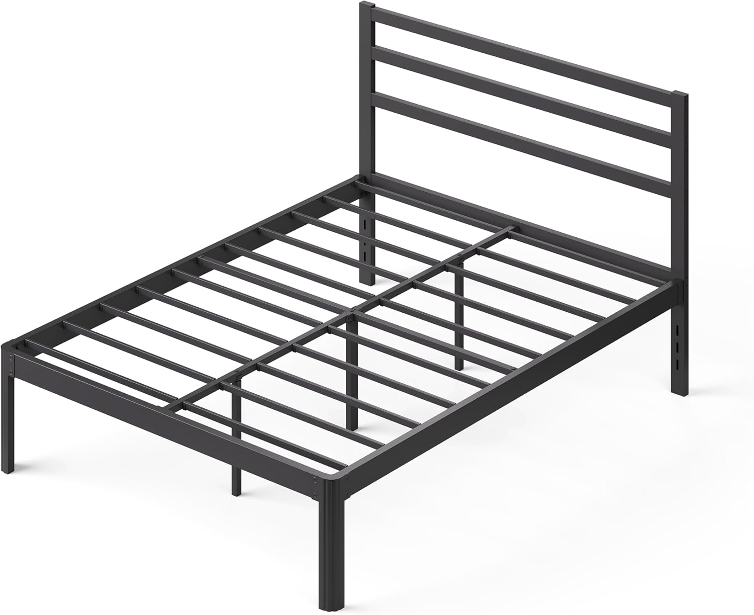 ZIYOO 14 Inch Cal-King Size Metal Platform Bed Frame with Modern Iron-Art Headboard Modern Iron Platform Bed Frame Support Up to 1500 LB No Box Spring Needed Noise-Free, Easy Assembly Black