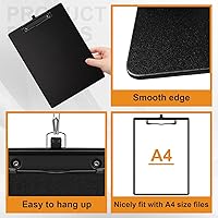 Vista 4 de 2-Pack Black A4 Letter Size Clipboards with Pen Holder - Plastic Clipboards for Classrooms & Offices