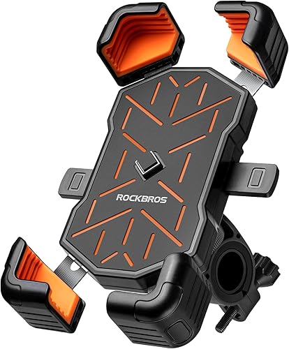 ROCKBROS Soporte de teléfono para motocicleta, teléfonos inteligentes de 4.5 a 7.1 pulgadas, abrazadera de manillar de liberación rápida, rotación