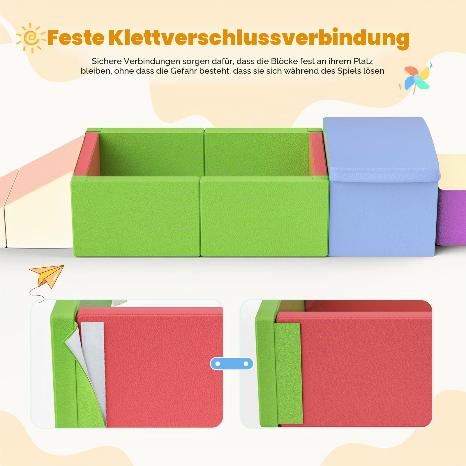 Bällebad Baby 90x56x30cm, Schaumstoff Spielbecken mit PU-Leder, Versteckter Reißverschluss, Waschbar, Abwaschbar, Sicher für Kinder, Faltbar