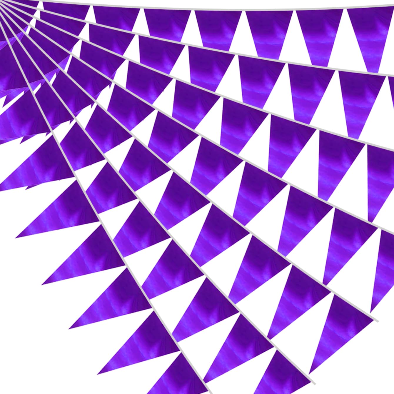20M/65FT Purple Triangle Pennant Banner Flag Metallic Fabric Bunting Garland for Christmas Graduation Wedding Engagement Anniversary Bachelorette Birthday Bridal Shower Valentines Hen Party Supplies