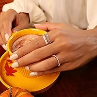 Vista 6 de Anillo apilable para mujer, minimalista, anillo de perlas diminutas, plateado, delicado, lindo, anillo para mejor amiga, anillo de oro con diamantes