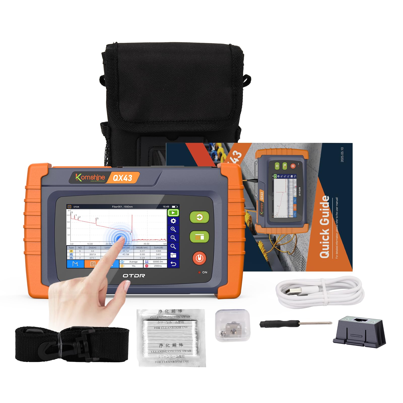 Amazon.com: KomShine QX43 FTTx Fiber OTDR 1650nm 24dB OTDR Built