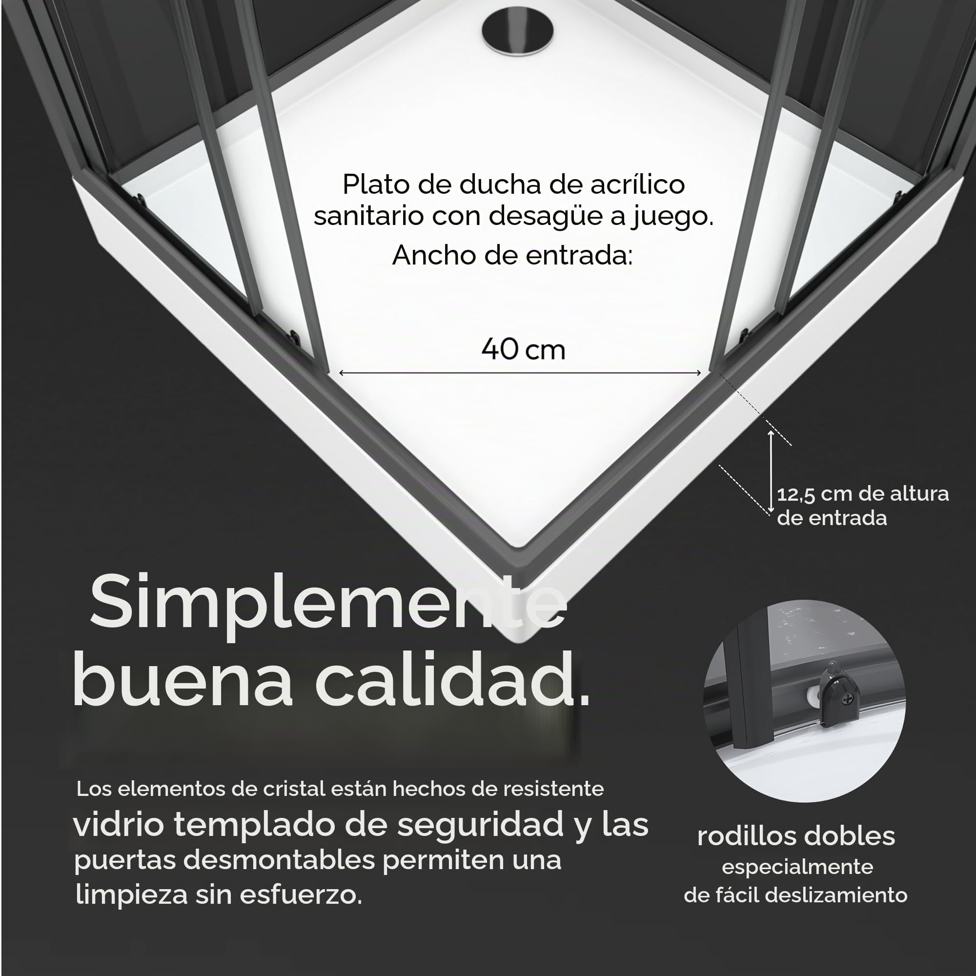 Marwell Ducha completa Prime Style Square – Cabina de ducha de 80 x 80 x 200 cm – ducha lista con plato de ducha y grifo – ducha con marco de aluminio – ducha de cristal diseño moderno