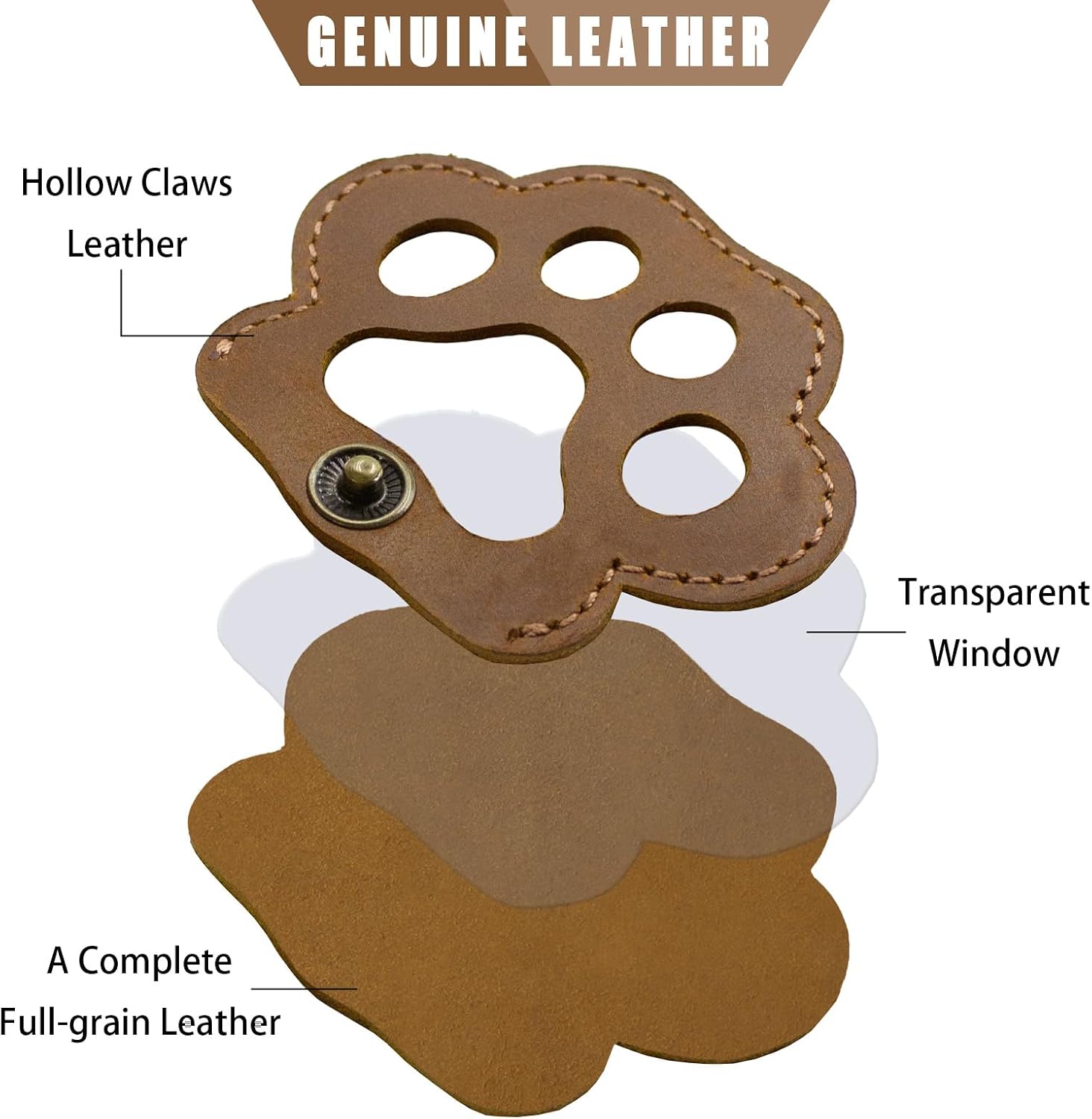 Jack&Chris Genuine Leather Pet Hair Storage Keychain, Handcrafted Paw-Shaped Dog Hair Keychain for Pet Lovers