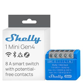 Shelly 1 Mini Gen4 Smart Relay Switch, Wi-Fi, Matter & Zigbee, 1-Channel 8A - Amazon product rated Grade B