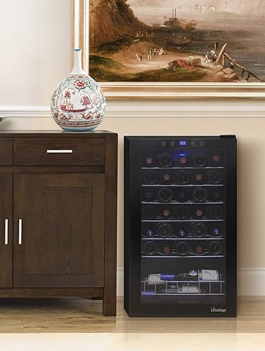 Miniatura 6 de Vinotemp EL-28SILC - Refrigerador de vino independiente con pantalla táctil, control de temperatura ajustable, puerta de vidrio de doble panel y