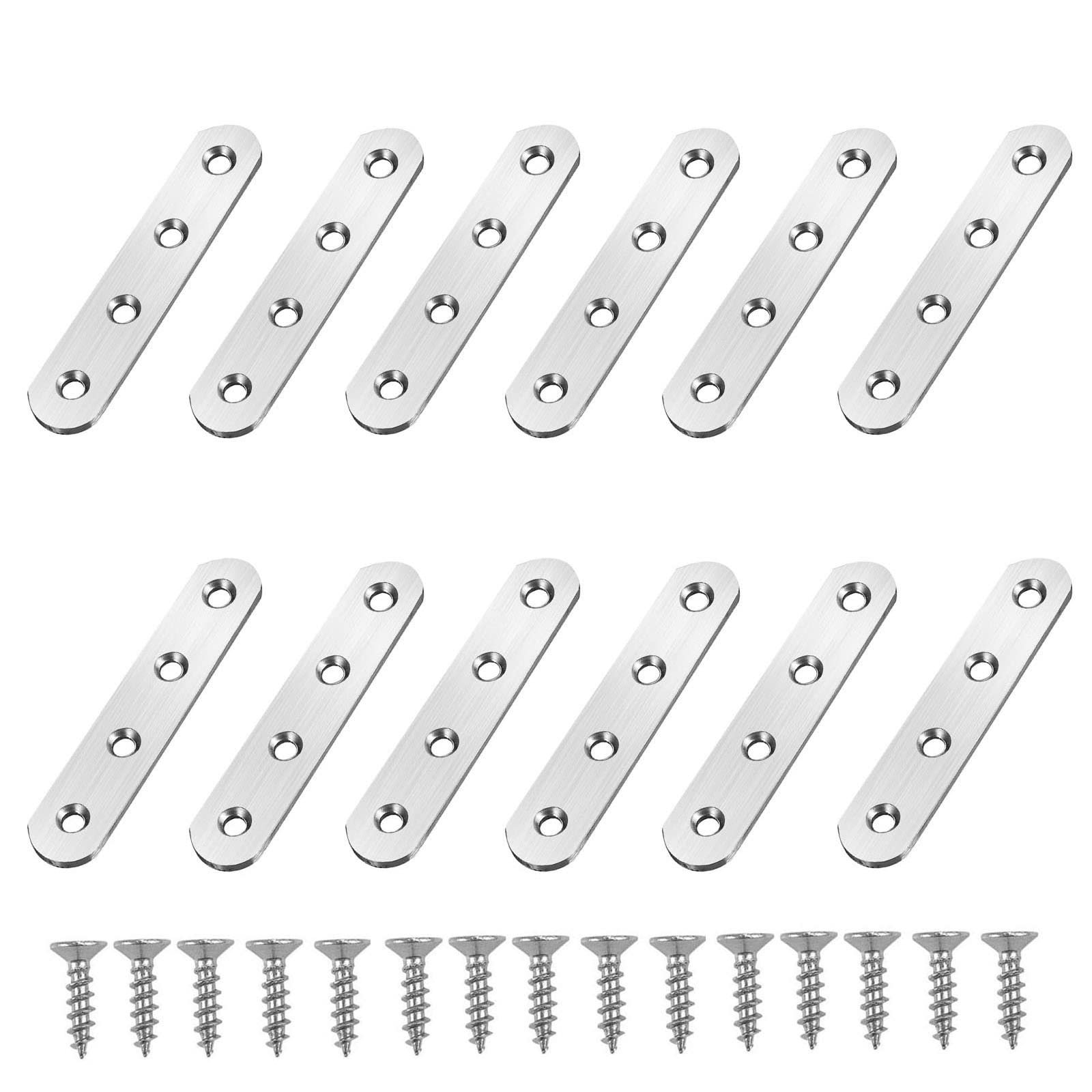 Gad2go20Pcs Flat Straight Brace Brackets Stainless Steel Mending Plates Repair Fixing Bracket Connector with Screws for Repairing Fixing Joining Furniture (76 x 16mm)
