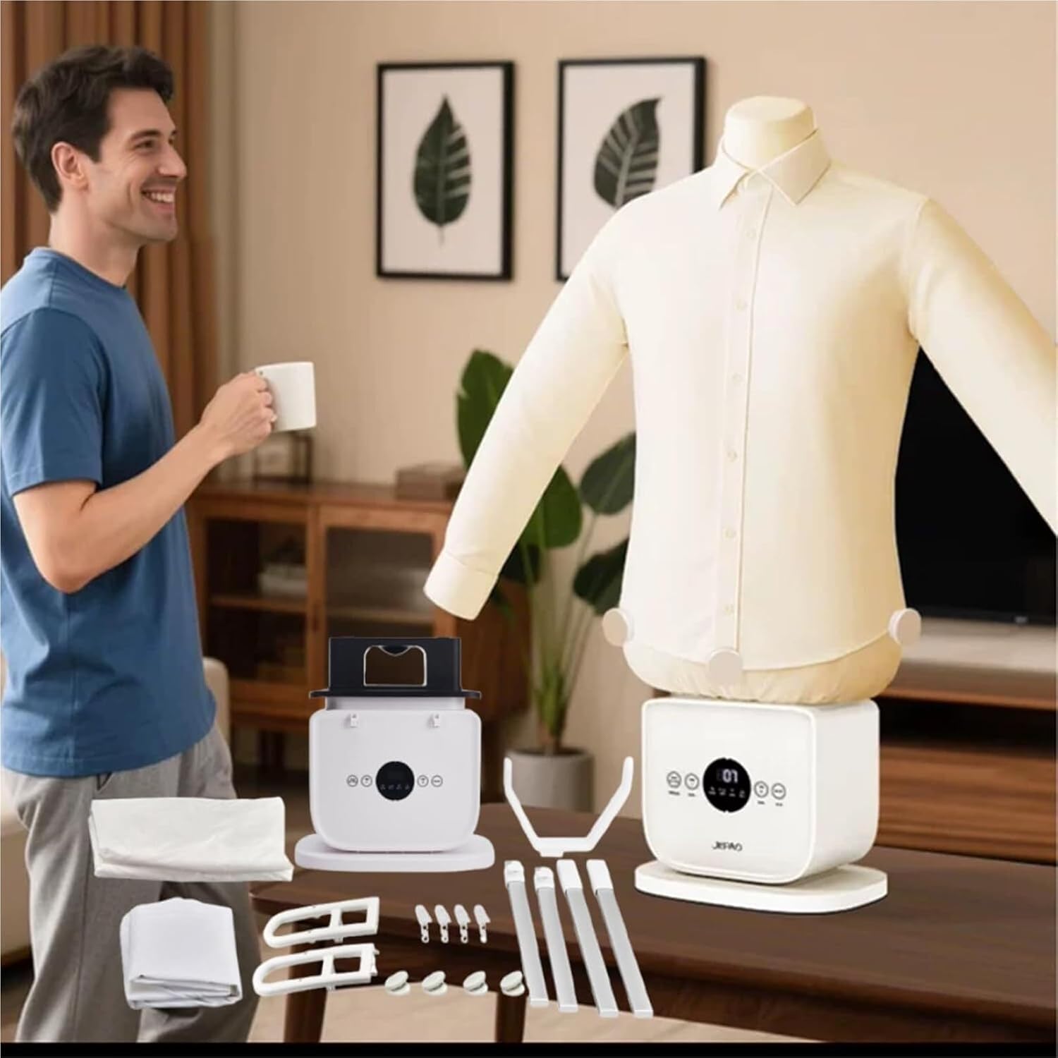 Automatic Hot Air Dryer & Iron Portable Electric Clothes Dryer and Hands Fre e Wrinkle Remover, 8 Minutes Quick Ironed Dry