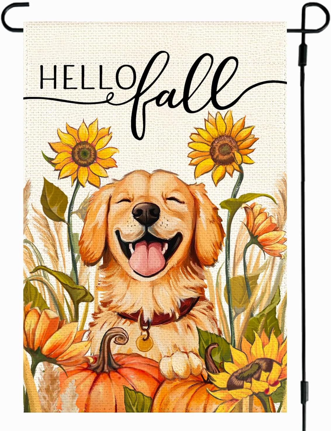 Amazon.com : ARGOOFG Hello Fall Dog Garden Flag 12x18 Inch Double Sided ...