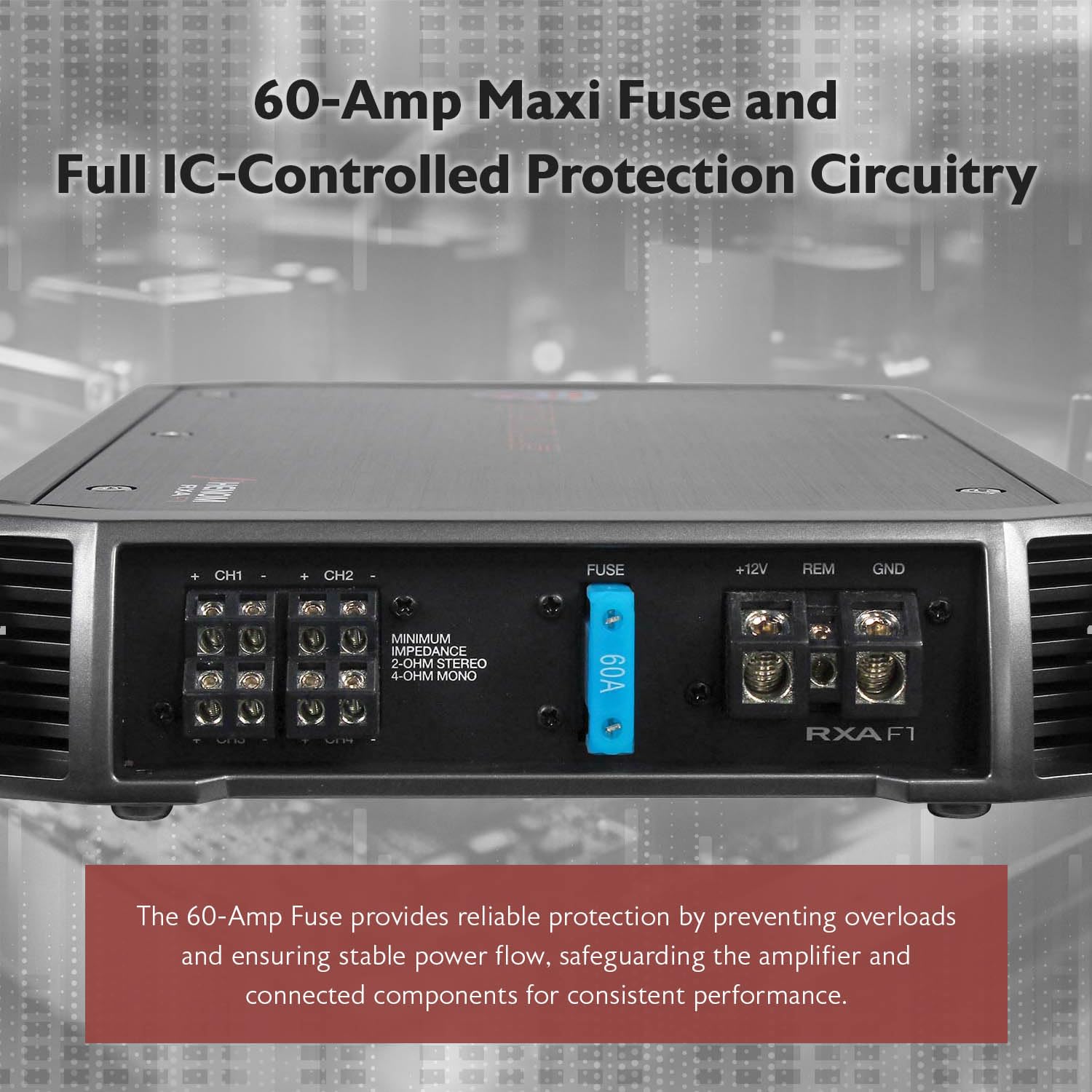 Rockville RXA-F1 1600W 4-K Auto Verstärker, Dyno-zertifiziertes RMS, MOSFET Netzteil, ELNA Kondensatoren, Klasse A/B, perfekt für Car Audio und Subs