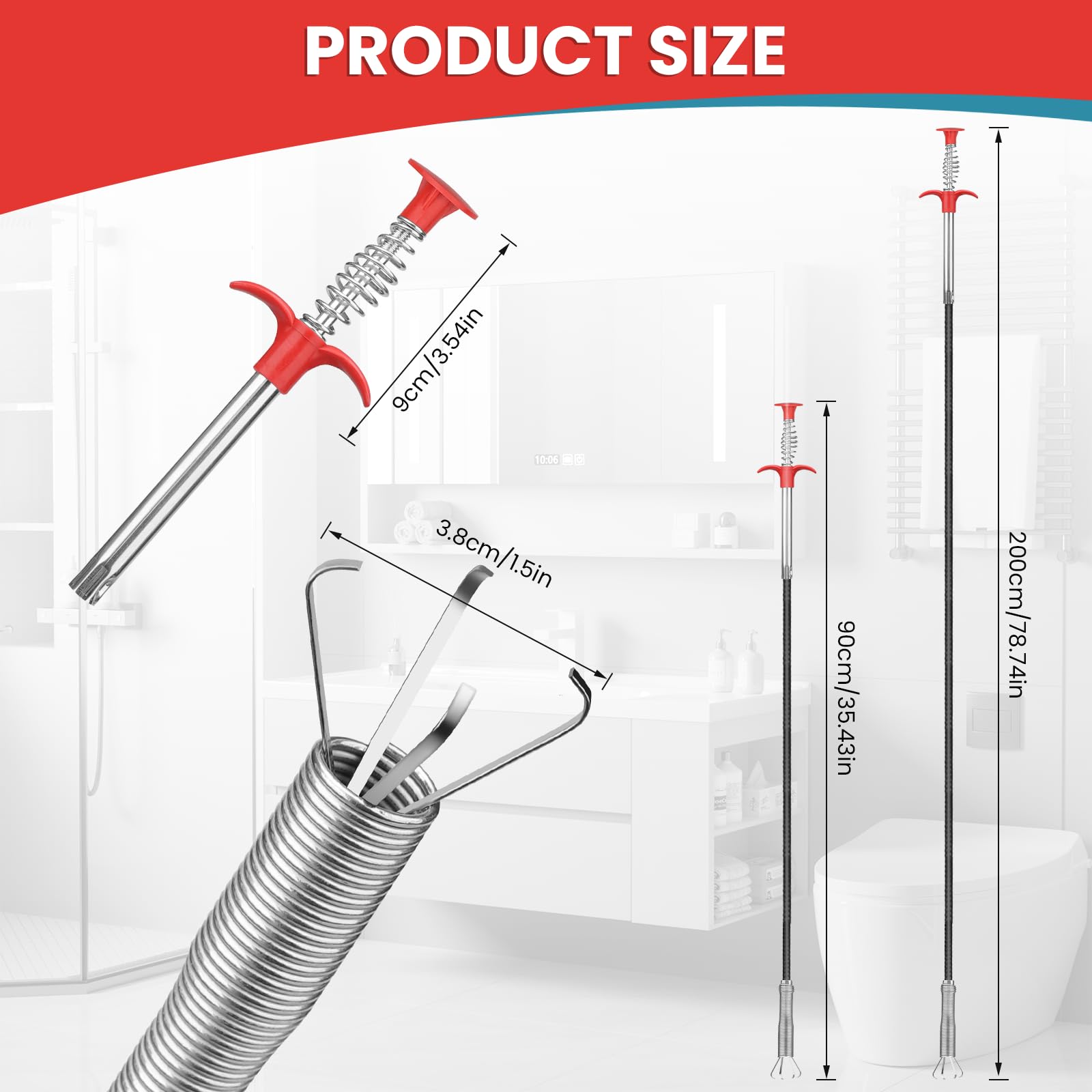 Image secondaire de Lot de 2 pinces à griffes flexibles pour nettoyage de canalisations