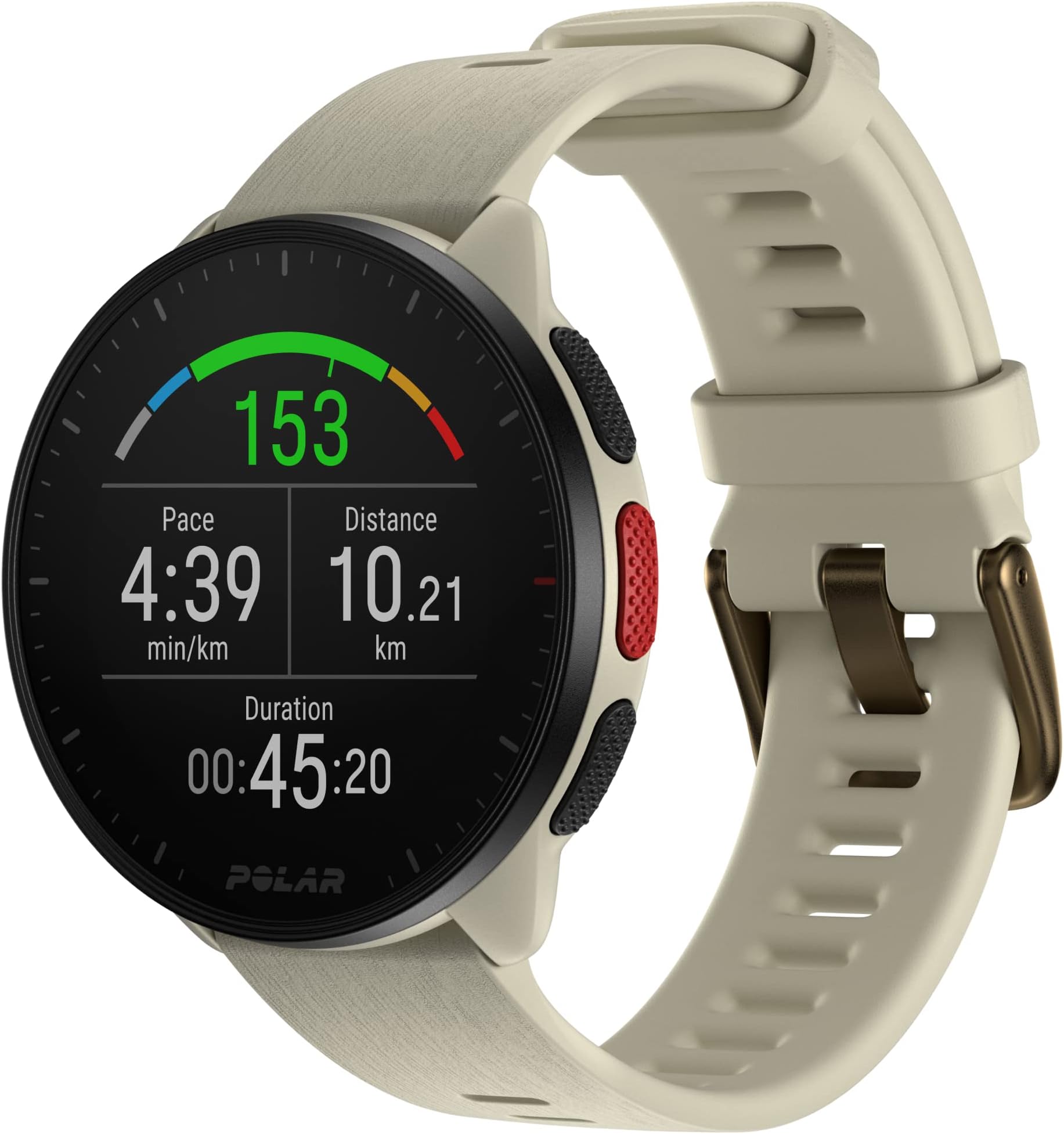 Pacer - GPS Running Watch - High-Speed Processor - Ultra-Light - Bright Display - Grip Buttons, White