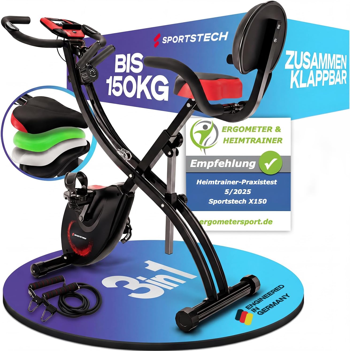 Sportstech 3-in-1 Heimtrainer klappbar CurvedX