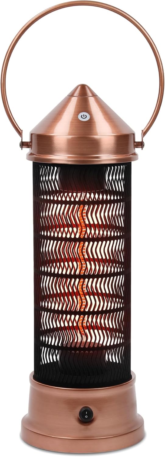 Star Patio Electric Patio Heater, Outdoor Heater, 1500W Infrared Heaters with Brush Copper Finished, Portable Outdoor Heaters, Tip-Over Protection, IP55 Waterproof, STP1314-KHD-RM-SN2024