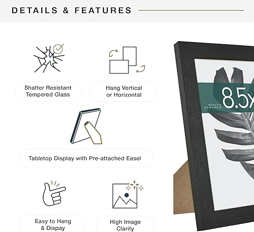 Vista 77 de MCS Studio Gallery Marco para póster de 16 x 24 pulgadas, imitación de veta de madera de color negro, colgar en horizontal o vertical, grande