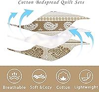 Vista 5 de Juego de ropa de cama, edredón de tamaño King, juego de edredón de algodón, juego de cama con patrón de rayas marrón topo, colchas ligeras 05-1